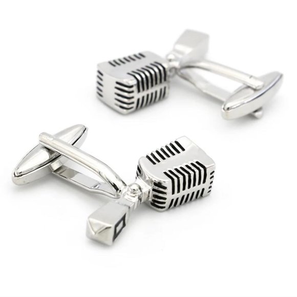 Timeless Microphone Stainless Steel Cuff Links - Picture 2 of 5